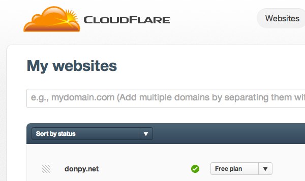 My websites | CloudFlare | The web performance  security company