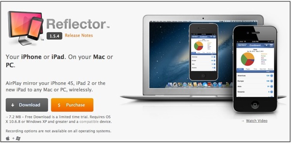 Reflector app  AirPlay mirroring to your Mac or PC wirelessly