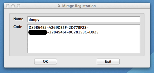 X Mirage Registration