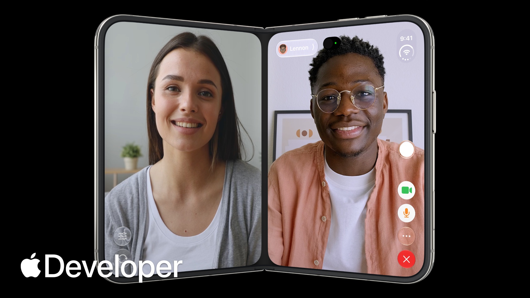 Design for iPhone Duoの通話画面を使った紹介画像
