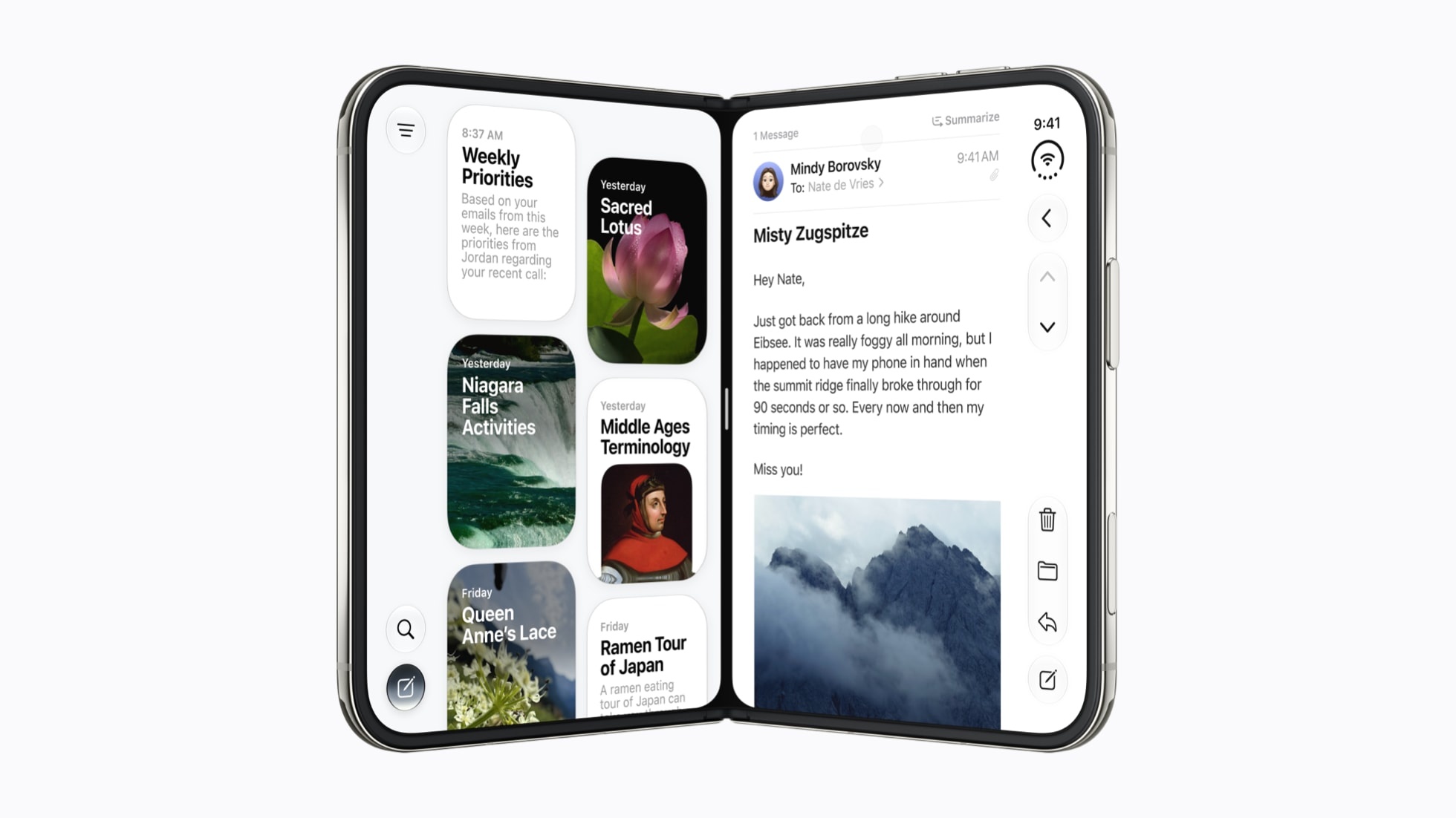 iPhone DuoのSplit ViewでSiriとメールを並べて表示